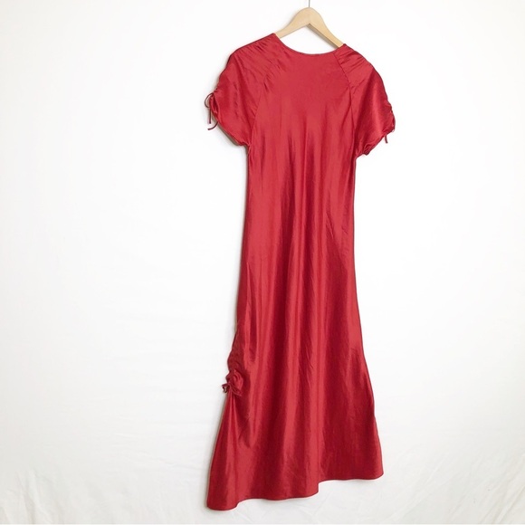 Sensara Red satin embroidered detail, maxi slip dress - Picture 6 of 10